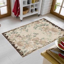 Alanur Trend Kaymaz Keçe Tabanlı Yıkanabilir Mutfak Halısı MU116 Kahve