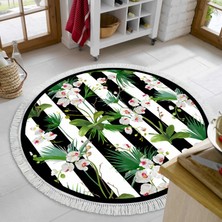 Alanur Trend Keçe Tabanlı Saçaklı Yuvarlak Mutfak Halı MU692 Yeşil