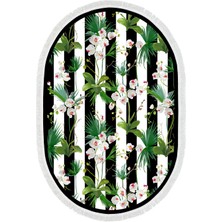 Alanur Trend Keçe Tabanlı Saçaklı Oval Mutfak Halı MU692 Yeşil