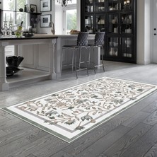 Alanur Trend Kaymaz Keçe Tabanlı Yıkanabilir Mutfak Halısı MU106 Yeşil