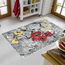 Alanur Trend Kaymaz Keçe Tabanlı Yıkanabilir Mutfak Halısı MU663 Kırmızı