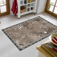 Alanur Trend Kaymaz Keçe Tabanlı Yıkanabilir Mutfak Halısı MU118 Kahve