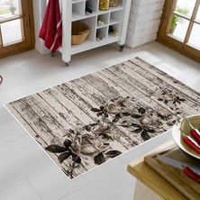 Alanur Trend Kaymaz Keçe Tabanlı Yıkanabilir Mutfak Halısı MU13 Kahve