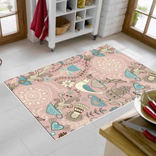 Alanur Trend Kaymaz Keçe Tabanlı Yıkanabilir Mutfak Halısı MU186 Pudra