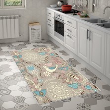 Alanur Trend Kaymaz Keçe Tabanlı Yıkanabilir Mutfak Halısı MU186 Bej