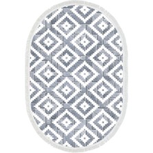 Alanur Trend Keçe Tabanlı Saçaklı Oval Mutfak Halı MU182 Gri