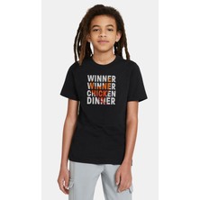 Qivi Pubg Winner Tavuk Baskılı  Çocuk Siyah Tshirt