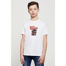 Qivi Iron Maiden Ed Force One Canavar Yolda Baskılı  Çocuk Beyaz Tshirt