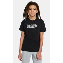 Qivi Black Squad Baskılı  Çocuk Siyah Tshirt