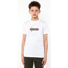 Qivi Castlevania Pixel Yazi Baskılı  Çocuk Beyaz Tshirt