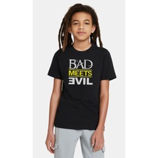 Qivi Bad Meets Evil Logo Baskılı  Çocuk Siyah Tshirt
