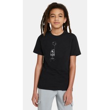 Qivi Astronot Uzay Balon Ay Baskılı  Çocuk Siyah Tshirt