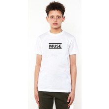 Qivi Muse Logo Baskılı  Çocuk Beyaz Tshirt