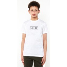 Qivi Muse Baskılı  Çocuk Beyaz Tshirt
