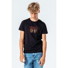 Qivi Pantera Skull Band Metal Rock Müzik Baskılı  Çocuk Siyah T-Shirt