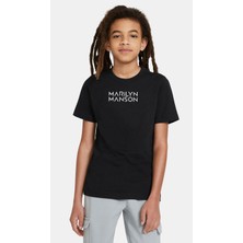 Qivi Marilyn Manson Baskılı  Çocuk Siyah Tshirt