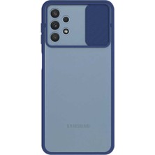 Kzy Samsung Galaxy A32 4g Kapak Lensi Açılır Kapanır Kamera Korumalı Silikon Kılıf - Lacivert