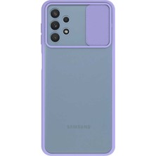 Kzy Samsung Galaxy A32 4g Kapak Lensi Açılır Kapanır Kamera Korumalı Silikon Kılıf - Lila