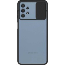 Kzy Samsung Galaxy A32 4g Kapak Lensi Açılır Kapanır Kamera Korumalı Silikon Kılıf - Siyah