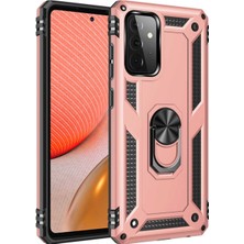 Kzy Samsung Galaxy A52 Kapak Military Yüzüklü Stantlı Panzer Tank Kılıf - Rose Gold