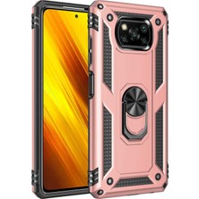 Kzy Xiaomi Poco X3 Kapak Military Yüzüklü Stantlı Panzer Tank Kılıf - Rose Gold
