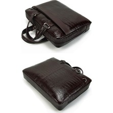 Kangaroo Kıngdom Deri Kroko Koyu Kahverengi Erkek Laptop & Evrak Çantası 8285-CK