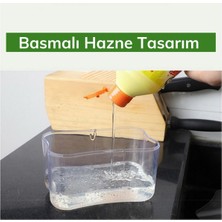 River World  Ikisi Bir Arada Basmalı Pratik Sıvı Sabunluk Pompası ve Bulaşık Yıkama Süngeri Haznesi