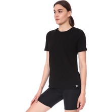 Sportive Spo-Assymetric Tee Kadın Siyah Günlük Stil Tişört 712107-SYH