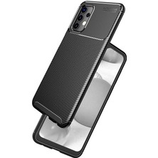 Fibaks Samsung Galaxy A32 Kılıf Rugged Armor Darbe Emici Uzun Ömürlü Dayanıklı Parmak İzi Yapmaz Karbon Tasarım Negro Silikon Kapak