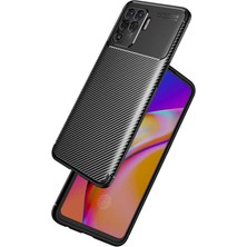 Fibaks Oppo Reno 5 Lite Kılıf Rugged Armor Darbe Emici Uzun Ömürlü Dayanıklı Parmak İzi Yapmaz Karbon Tasarım Negro Silikon Kapak