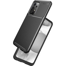 Fibaks Samsung Galaxy A72 Kılıf Rugged Armor Darbe Emici Uzun Ömürlü Dayanıklı Parmak İzi Yapmaz Karbon Tasarım Negro Silikon Kapak