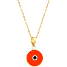 Prenses Pırlanta Kadın 14 Ayar Altın Nazar Serisi Kırmızı Göz Kolye