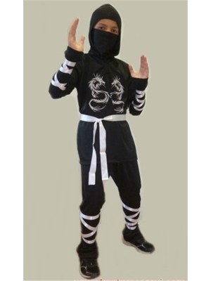 Bkmc Ninja Kostümü Beyaz + Kılıç Seti
