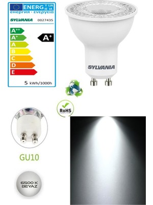 Sylvania 4,5W (50W) LED Spot Ampul Beyaz GU10 (3 Adet)