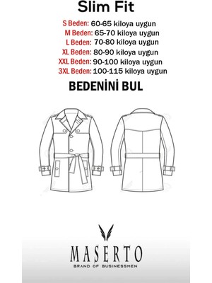 Maserto Slim Fit Erkek Kısa Model Siyah Trençkot