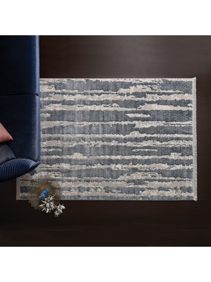 Enza Home Liberta Modern Dokuma Halı - Gri/Lacivert 80x150 cm