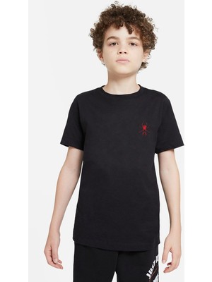 Qivi Red Spider Kırmızı Örümcek Baskılı Unisex Çocuk Siyah Tshirt
