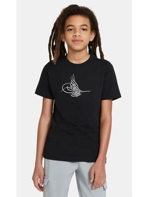 Qivi Tuğrası Ottoman Tughra Osmanli Tugrasi Logo Baskılı  Çocuk Siyah Tshirt