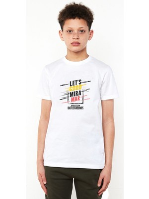 Qivi Pubg Miramar Baskılı  Çocuk Beyaz Tshirt