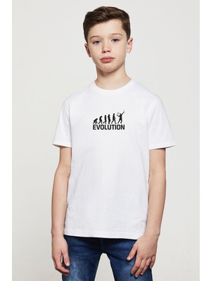 Qivi Tennis Player Evolution Baskılı  Çocuk Beyaz Tshirt