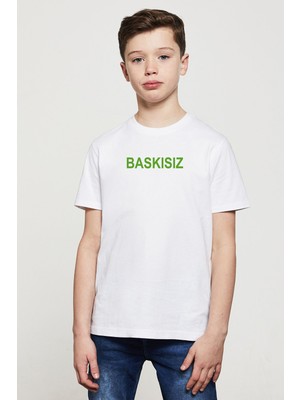 Qivi Baskısız Baskı Baskılı  Çocuk Beyaz Tshirt