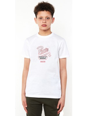 Qivi Riverdale Pops Chocklit Shoppe Open Baskılı  Çocuk Beyaz Tshirt