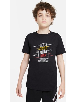 Qivi Pubg Miramar Baskılı Unisex Çocuk Siyah Tshirt