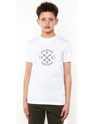 Qivi Pubg Solo Chicken Baskılı  Çocuk Beyaz Tshirt