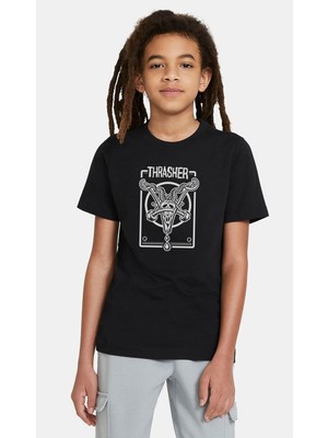 Qivi Thrasher Magazine Baskılı  Çocuk Siyah Tshirt