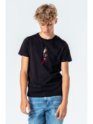 Qivi Joker Baskılı  Çocuk Siyah T-Shirt