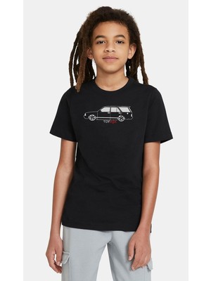 Qivi Araba Tofaşk Baskılı  Çocuk Siyah Tshirt
