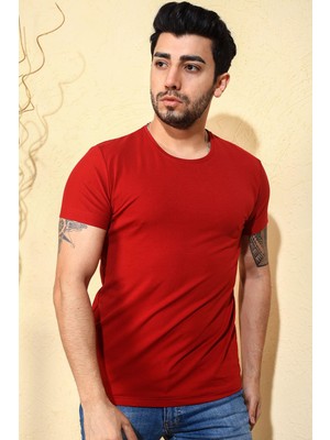 Oksit Ftx Slim Fit Bisiklet Yaka Erkek Basic Tshirt