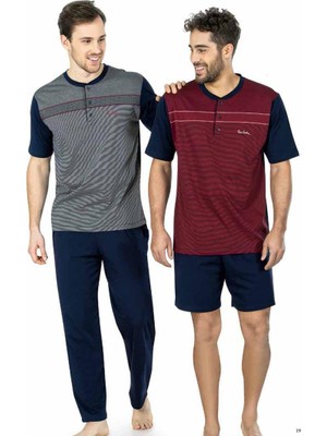 Pierre Cardin 5452 Erkek Pamuk Jakarlı 3'lü Pijama Takım