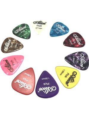 Alice 10'lu Karma Paket Müzik Ekipmanları Aksesuarları Farklı Kalınlıklarda Pena Seti